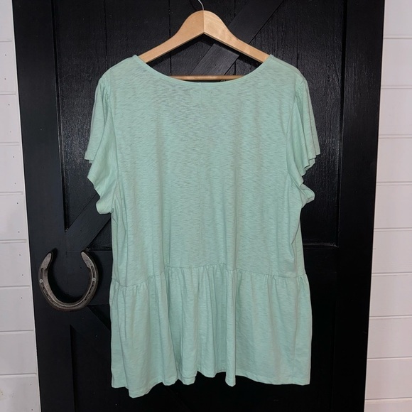 Lane Bryant Swing Flutter Sleeve Embroidered Babydoll Blouse Top Stretch NEW - Picture 5 of 10